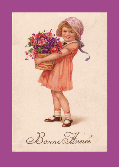 Bonne ann&eacute;e petite fille et son panier